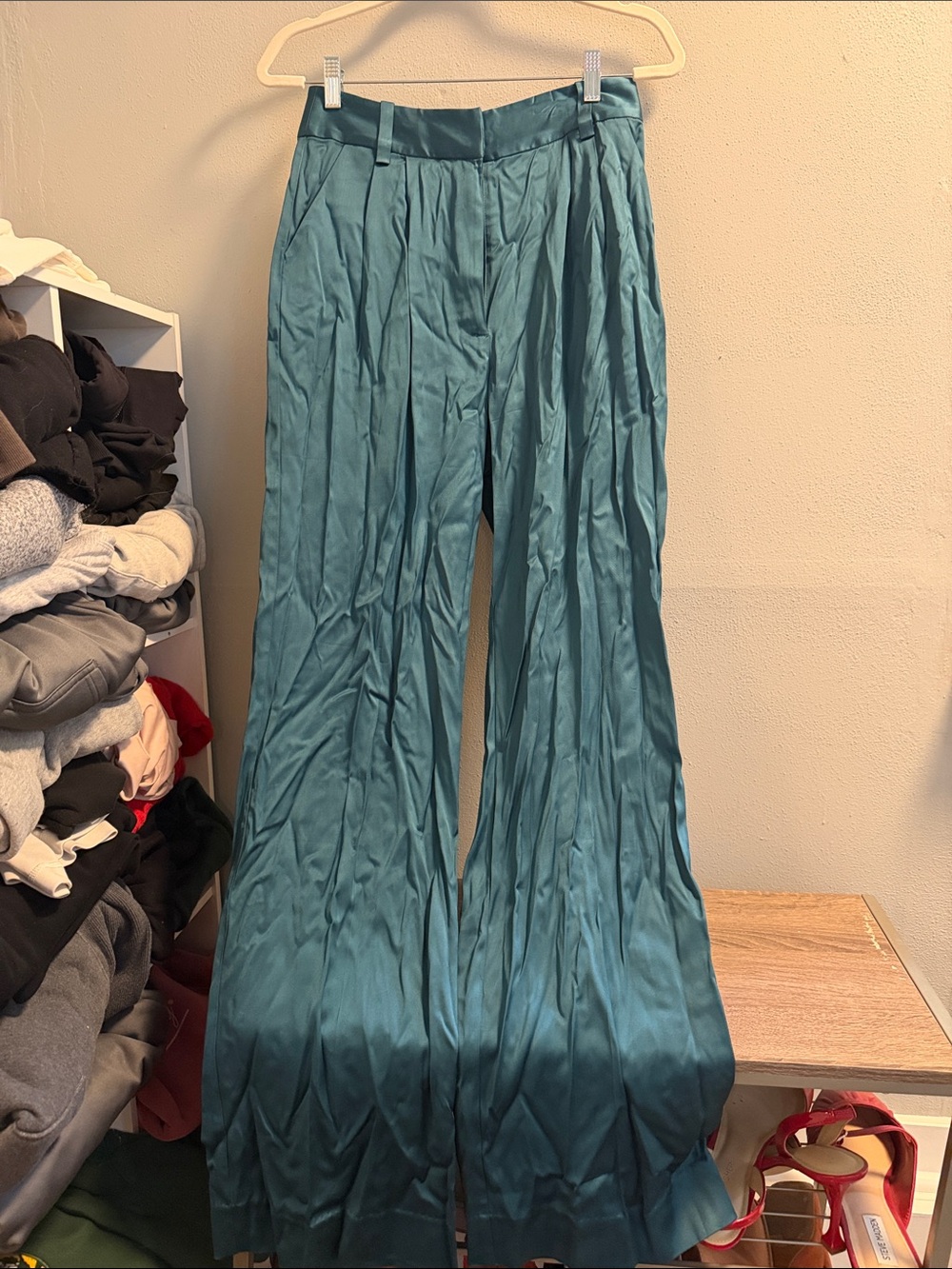 Favorite Daughter Teal Pleated Wide-Leg Trousers - Picture 2 of 3